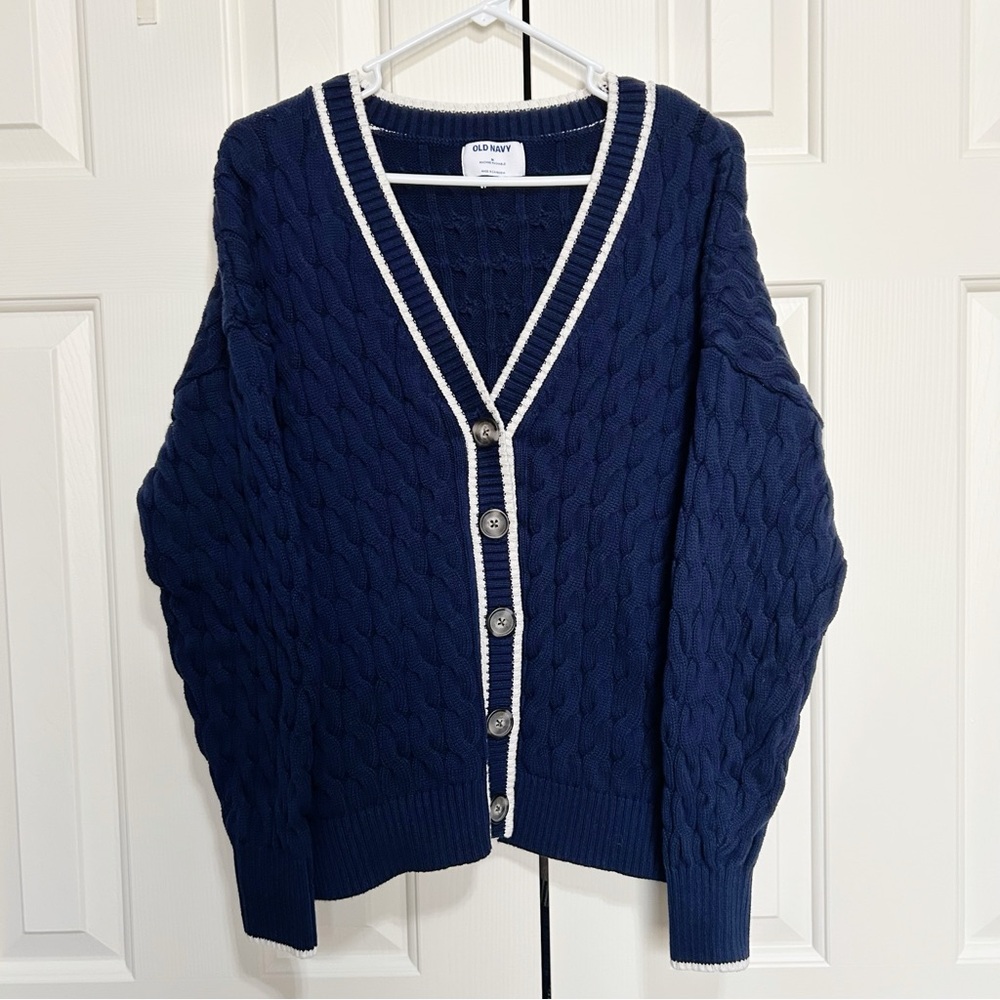 Old Navy Cardigan, Navy and white, Medium